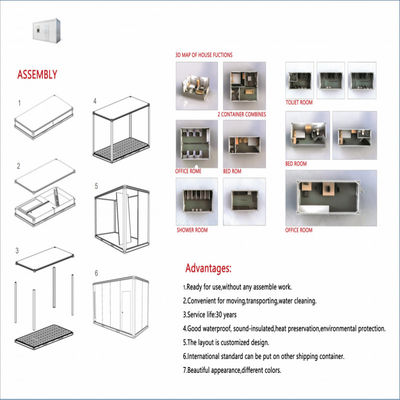 Shengde CE Certificated Prefab Mobile Modular Tiny Container House Steel Structure Frame